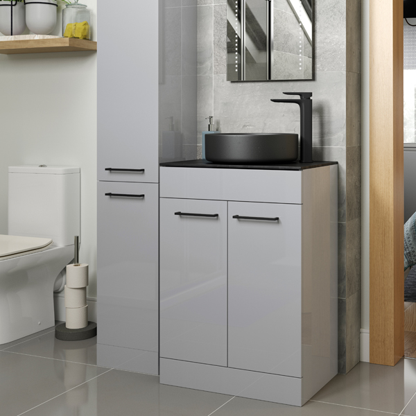 Alternate image of Joseph Miles Alvin Floorstanding Tall Boy Unit with Handles - Reversible - 350 x 1900mm