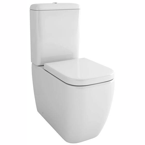 IMEX Essence Rimless Close Coupled White WC Bowl with Cistern and Seat - 355 x 660mm