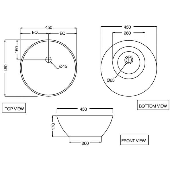 Jaquar Designer Round 450mm Countertop Basin
