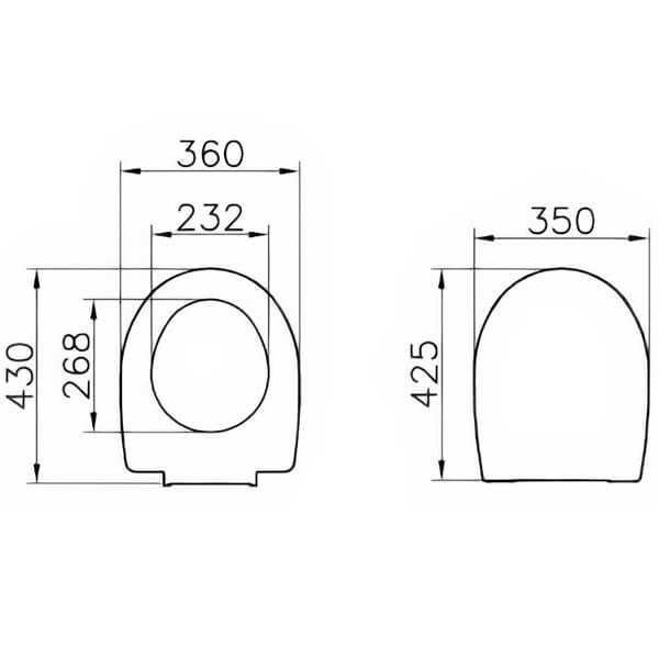 VitrA Arkitekt 350 x 430mm White Standard Toilet Seat