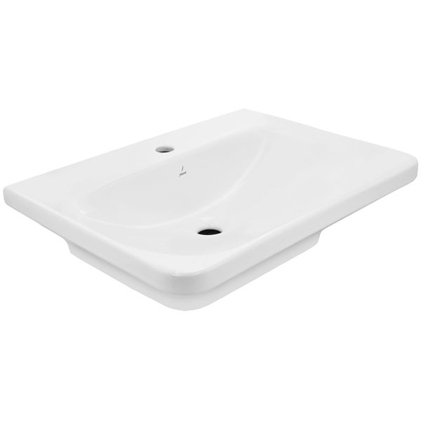 Jaquar Laguna Rectangular 1 Taphole White Countertop Basin