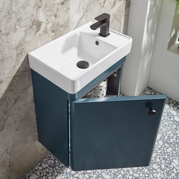 Tavistock Compass Wall Hung Cloakroom Vanity Unit with Basin and Handle - 455 x 630mm - 1 Door