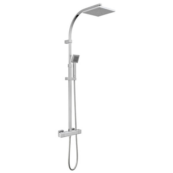 Vado Axces Bokx Exposed Contemporary Square Adjustable Thermostatic Chrome Shower Column