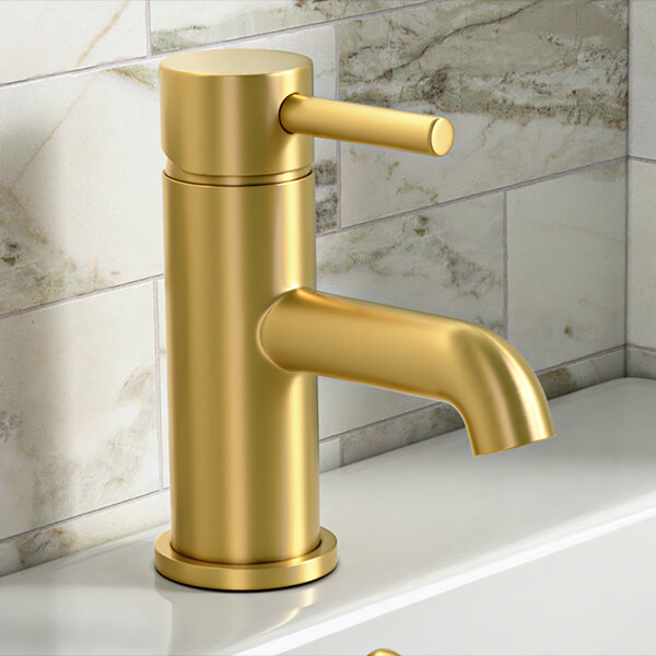 Joseph Miles Millie Monobloc Brushed Brass Basin Mixer Tap with Waste - Stick Handle - Deck Mounted