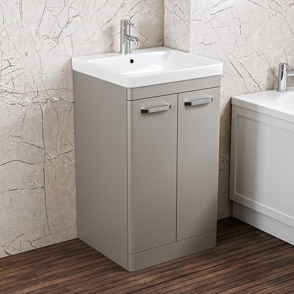QS Basics Ford Floorstanding Vanity Unit with Basin 840mm High - Two Door