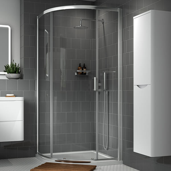 Nuie Lucie Sliding Door Quadrant Shower Enclosure 900 x 900mm - Aluminium Frame