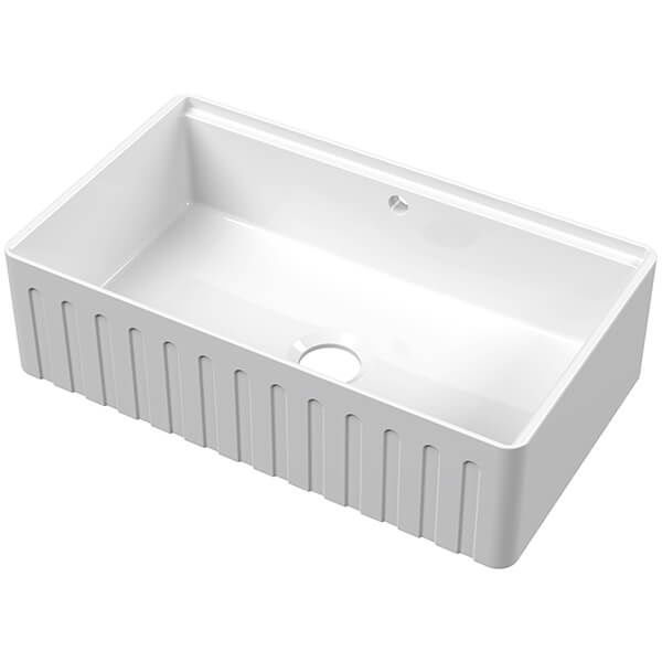Nuie Butler Traditional Fluted Front Inset Kitchen Sink with Ledge 795 x 460mm - One Bowl