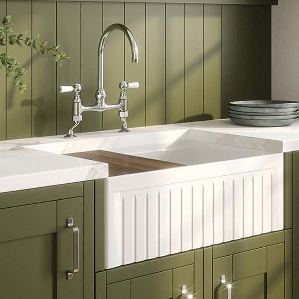Alternate image of Nuie Butler Traditional Fluted Front Inset Kitchen Sink with Ledge 795 x 460mm - One Bowl