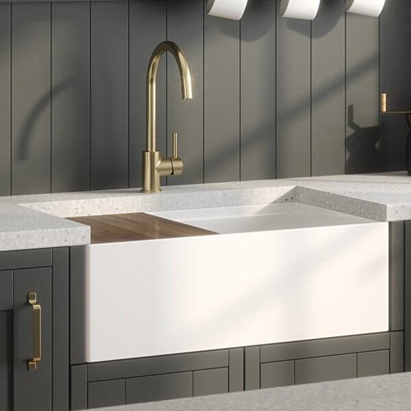 Nuie Butler Traditional Inset Kitchen Sink with Ledge 795 x 460mm - One Bowl