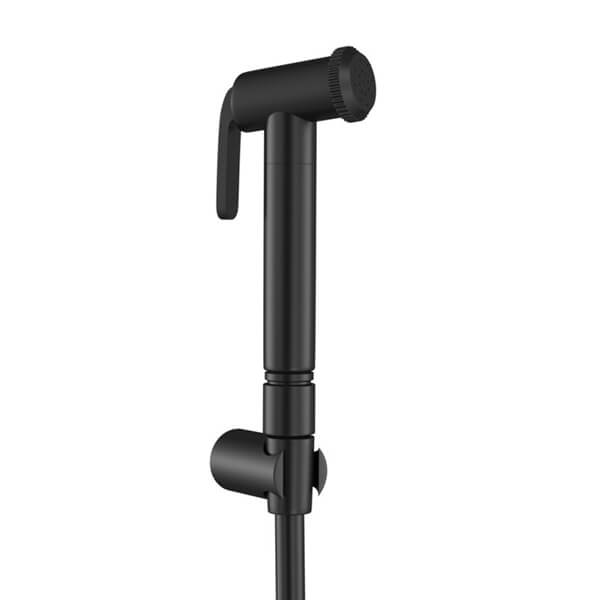 Jaquar Allied Black Matt Shower Handset with Hose and Bracket - Round - Brass and ABS