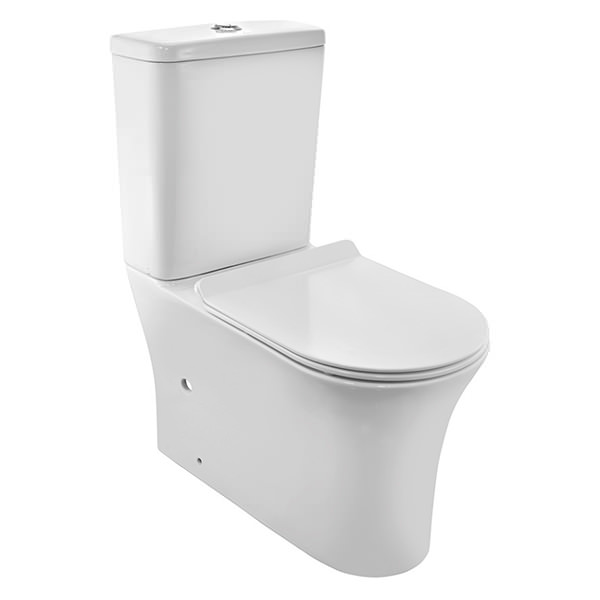 Jaquar Ornamix Close Coupled White Rimless WC Pan with Cistern and Soft Close Seat 390 x 620mm