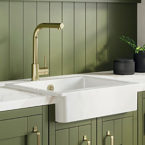 Nuie Butler Traditional Overmount Kitchen Sink with Overflow 595 x 460mm - One Bowl