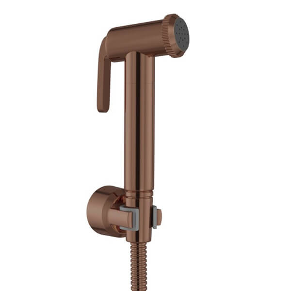 Jaquar Allied Blush Gold PVD Shower Handset with Hose and Bracket - Round - Brass and ABS