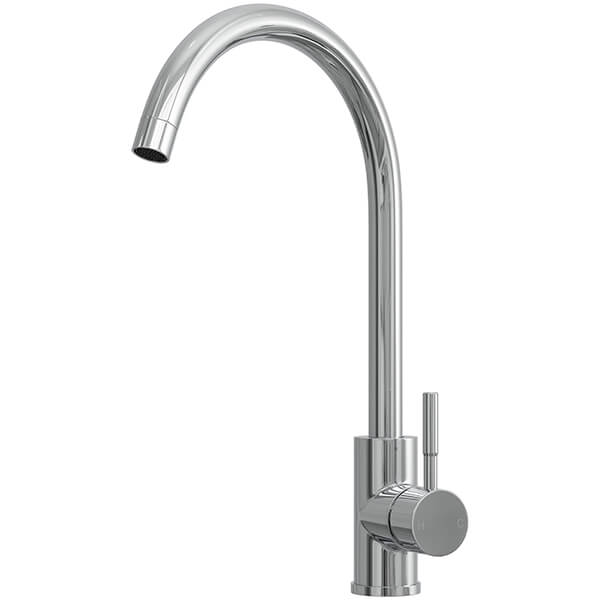 Nuie Top-Fix Vito Contemporary Kitchen Sink Mixer Tap with Swan Neck Spout - Stick Handle