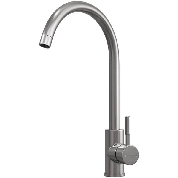 Additional image of Nuie Top-Fix Vito Contemporary Kitchen Sink Mixer Tap with Swan Neck Spout - Stick Handle