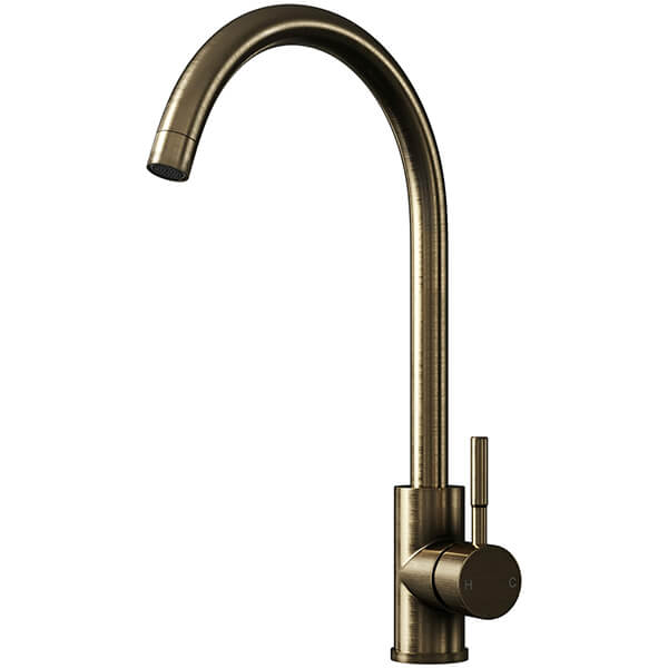 Alternate image of Nuie Top-Fix Vito Contemporary Kitchen Sink Mixer Tap with Swan Neck Spout - Stick Handle