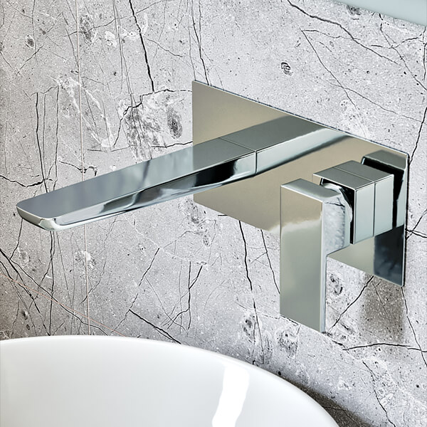 Joseph Miles Muro Contemporary Basin Mixer Tap - Flat Handle - Wall Mounted