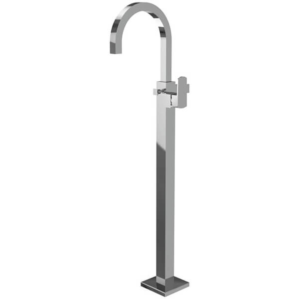 Jaquar Kubix Prime Contemporary Floorstanding Bath Mixer Tap - Side Action Flat Handle