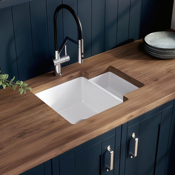 Nuie Traditional Undermount Kitchen Sink with Overflow 579 x 455mm - 1.25 Bowl