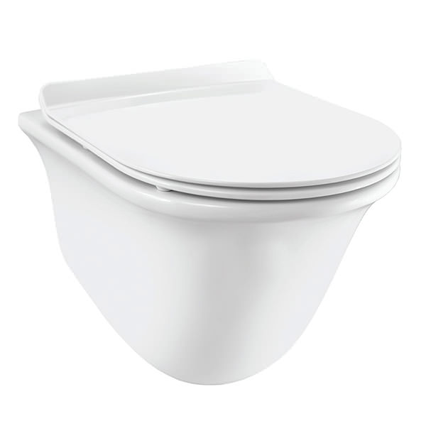 Jaquar Ornamix Wall-Hung Rimless White WC Pan with Soft Close Seat 370 x 490mm
