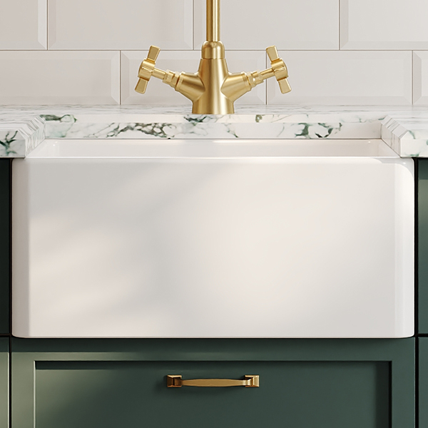 Alternate image of Nuie Belfast Traditional Fireclay Ceramic Kitchen Sink with Overflow - 1 Bowl