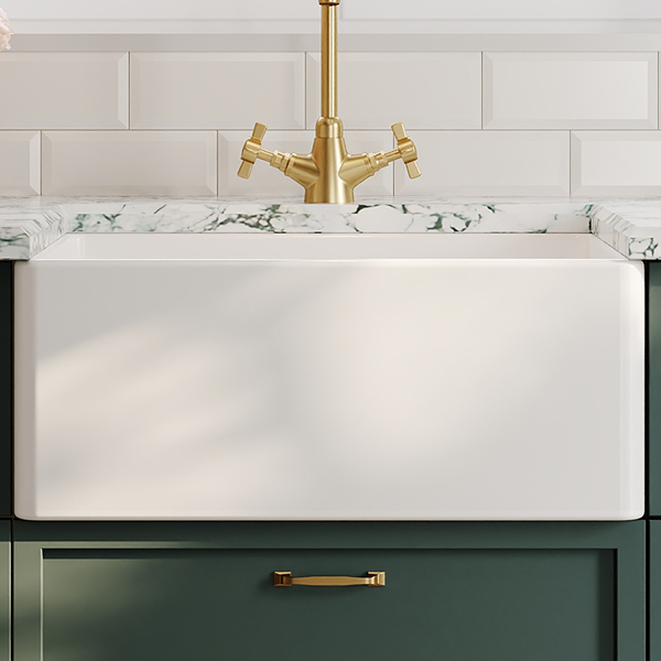 Alternate image of Nuie Belfast Traditional Fireclay Ceramic Kitchen Sink with Overflow - 1 Bowl