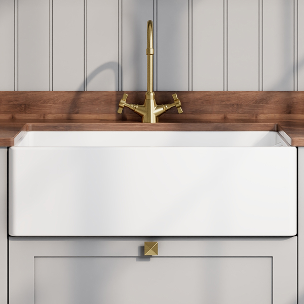 Alternate image of Nuie Belfast Traditional Fireclay Ceramic Kitchen Sink with Overflow - 1 Bowl