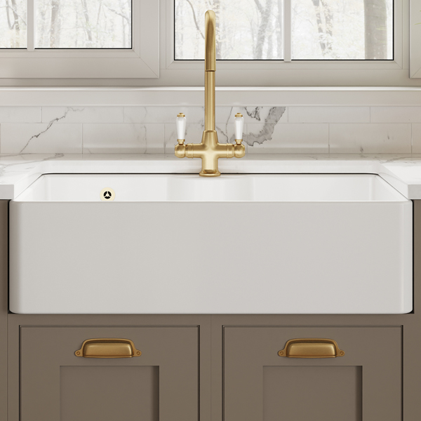 Alternate image of Nuie Butler Traditional Fireclay Undermount White Kitchen Sink - 1 Bowl