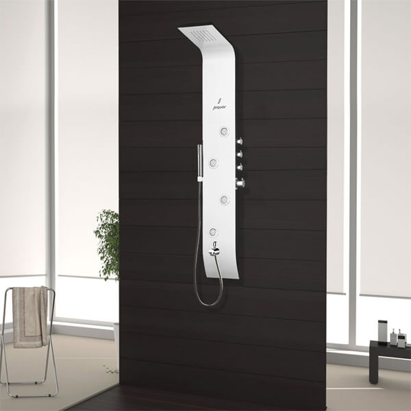 Jaquar Curve Neo White Aluminium 1500mm Shower Panel With Thermostat Mixer