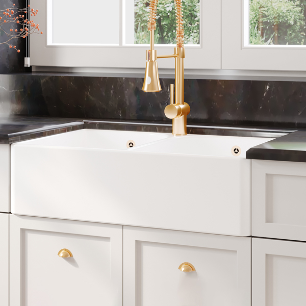 Alternate image of Nuie Butler Traditional Fireclay Inset Kitchen Sink 759 x 500mm - Double Bowl