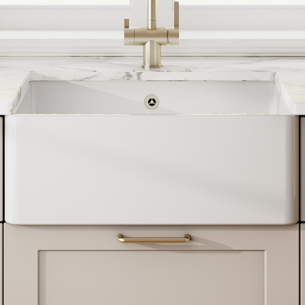 Alternate image of Nuie Butler Traditional Fireclay Semi Recessed Kitchen Sink - 1 Bowl