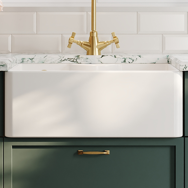 Alternate image of Nuie Butler Traditional Fireclay Undermount White Kitchen Sink - 1 Bowl