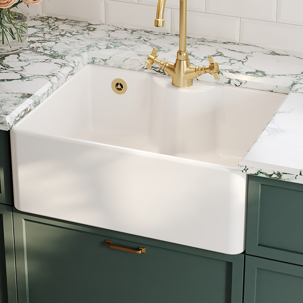 Alternate image of Nuie Butler Traditional Fireclay Undermount White Kitchen Sink - 1 Bowl