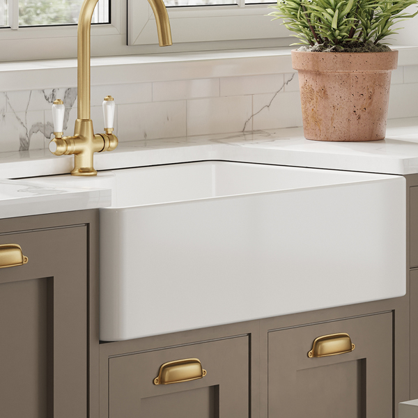 Alternate image of Nuie Butler Traditional Fireclay Undermount White Kitchen Sink - 1 Bowl