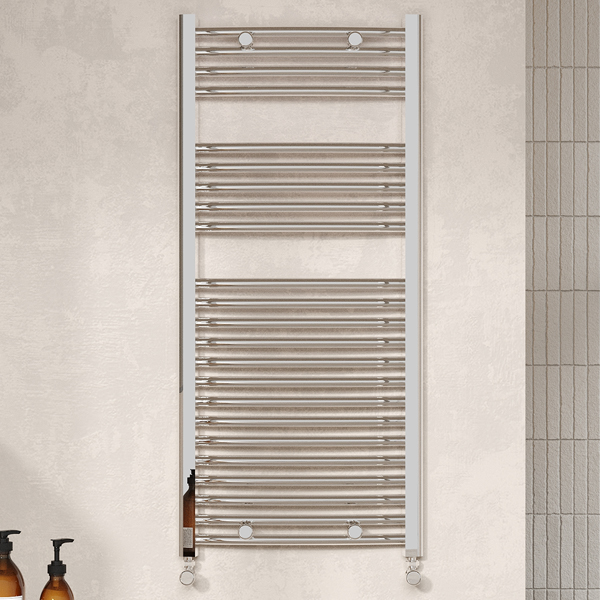Alternate image of Nuie Steel Curved Heated Towel Rail with Brackets - 500mm Wide