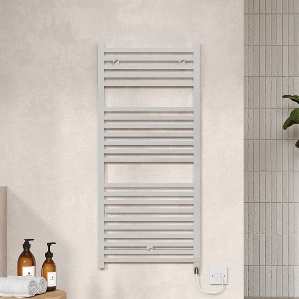 Alternate image of Hudson Reed Eton Straight Electric Towel Rail with Heating Element - 500mm Wide - Steel