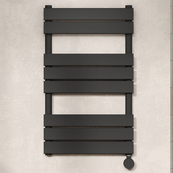 Alternate image of Hudson Reed Square Flat Panel Electric Towel Rail with Brackets - 500mm Wide