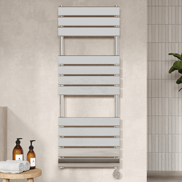 Alternate image of Hudson Reed Square Flat Panel Electric Towel Rail with Brackets - 500mm Wide
