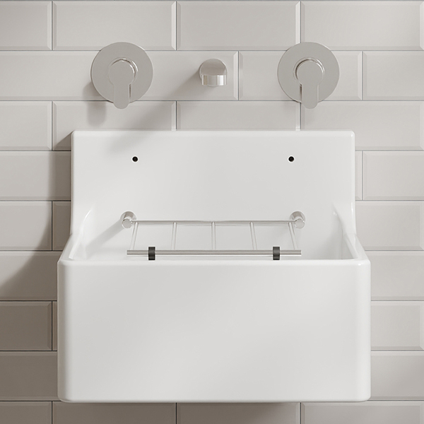 Alternate image of Nuie Traditional White Fireclay Cleaner Sink with Grid and Splashback - 1 Bowl