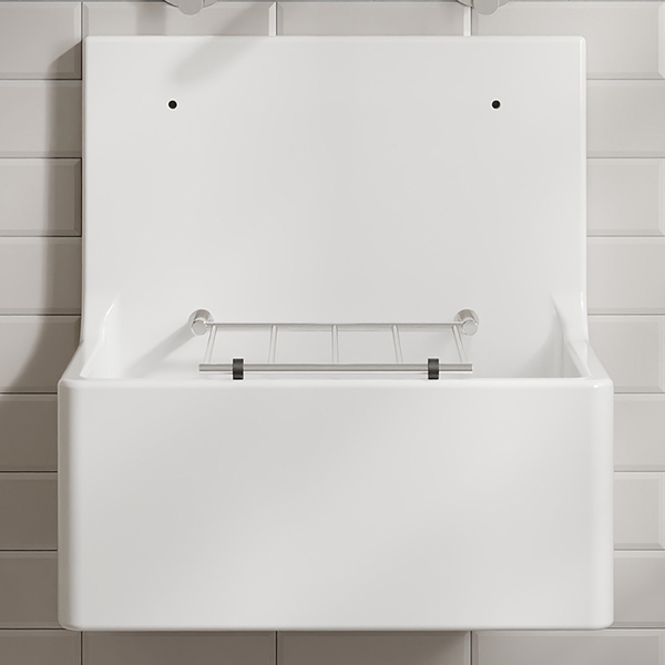 Alternate image of Nuie Traditional White Fireclay Cleaner Sink with Grid and Splashback - 1 Bowl
