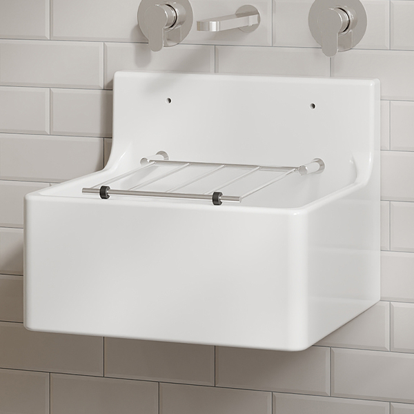 Alternate image of Nuie Traditional White Fireclay Cleaner Sink with Grid and Splashback - 1 Bowl