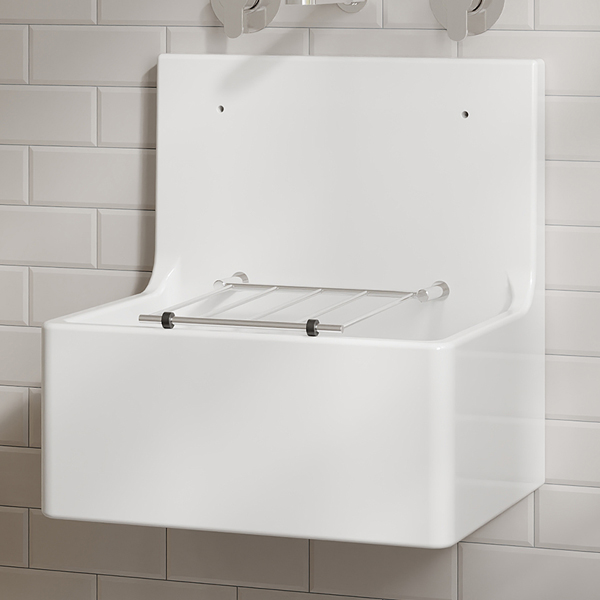 Alternate image of Nuie Traditional White Fireclay Cleaner Sink with Grid and Splashback - 1 Bowl