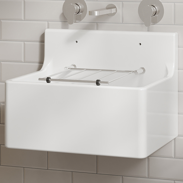 Alternate image of Nuie Traditional White Fireclay Cleaner Sink with Grid and Splashback - 1 Bowl