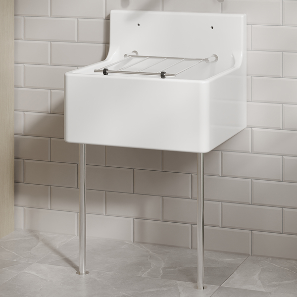 Alternate image of Nuie Traditional White Fireclay Cleaner Sink with Grid and Splashback - 1 Bowl