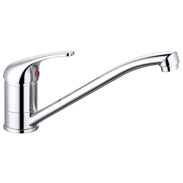 Nuie Jorim Ergonomic Chrome Mono Kitchen Sink Mixer Tap with Long Spout - Curved Handle