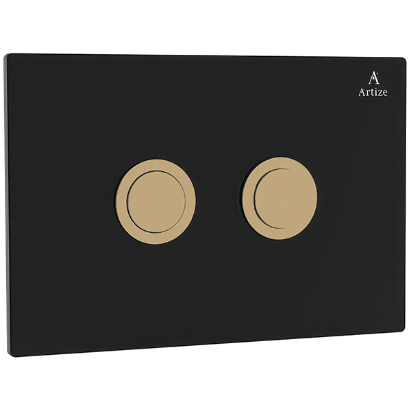 Alternate image of Jaguar Artize Cilica Dual Flush Buttons with Black Glass Wall Plate - 232 x 148mm
