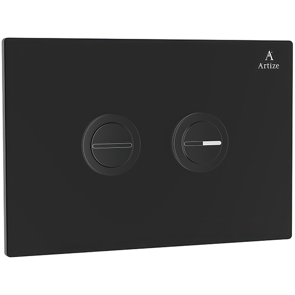 Additional image of Jaguar Artize Cilica Dual Flush Buttons with Black Glass Wall Plate - 232 x 148mm