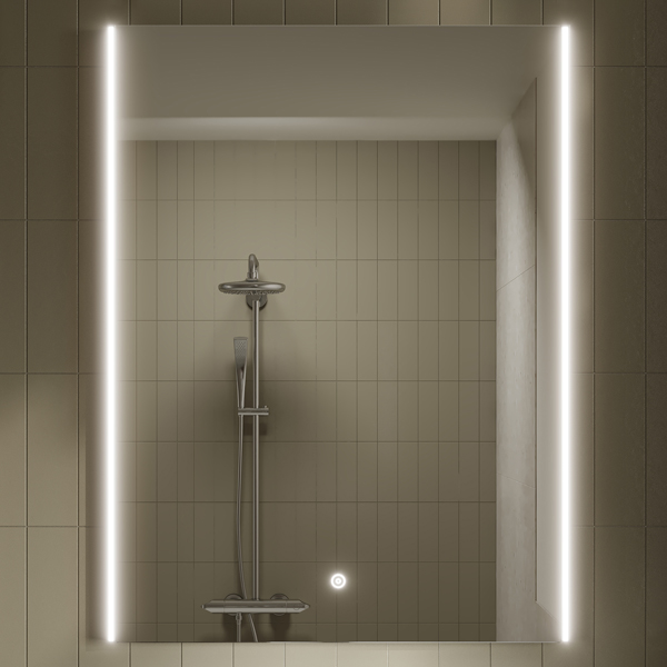 Hudson Reed Cepheus Portrait LED Mirror with Demister Pad 600 x 800mm - Film-Backed Glass