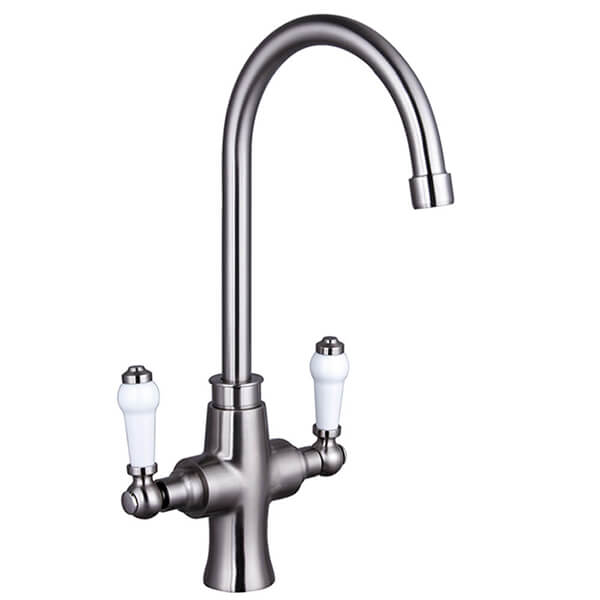 Additional image of Nuie Sarani Traditional Kitchen Sink Mixer Tap with Swan Neck Spout - Ceramic Handles