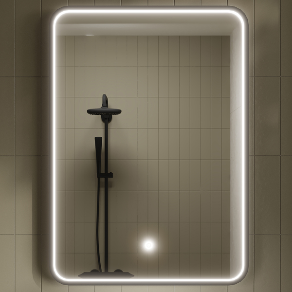 Alternate image of Hudson Reed Pictor LED Borderlit Mirror with Demister Pad 500 x 700mm - Aluminium Frame